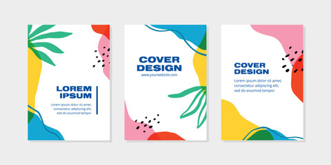 set of abstract cover with hand drawn shape
