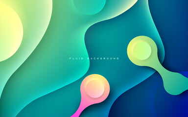 Abstract wavy fluid blue and green gradient background