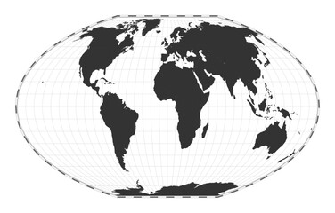Vector world map. McBryde-Thomas flat-polar quartic pseudocylindrical equal-area projection. Plan world geographical map with latitude/longitude lines. Centered to 0deg longitude. Vector illustration.