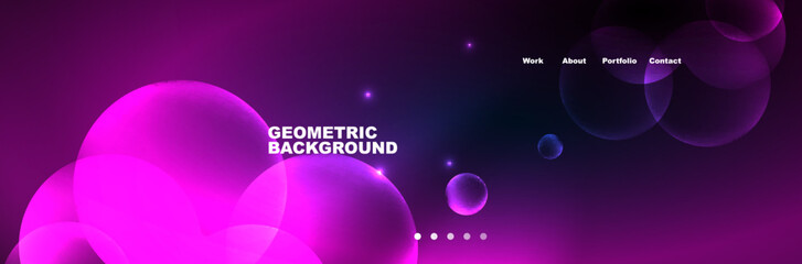 Neon glowing bubbles, circles magic energy space light concept, abstract background wallpaper design