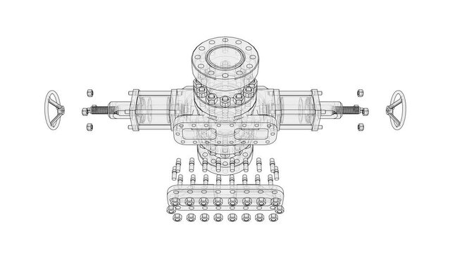 Blowout preventer. Wire frame style