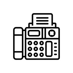 Black line icon for fax 