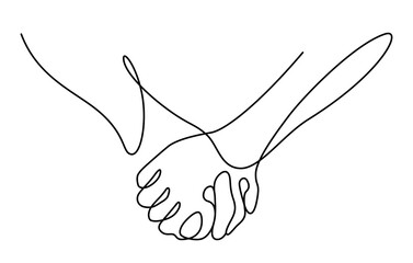 continuous line drawing of hands together holding illustration