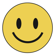 Smiley face emoji vector illustration in line filled design
