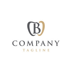 B Letter initial modern elegant luxury minimalis line art unique dental logo vector