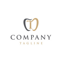 T Letter initial modern elegant luxury minimalis line art unique dental logo vector