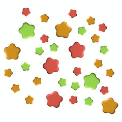 Star collection 3d. Multicolored holiday icon. Cosmic element of galaxy or universe. Flash, salute, game fireworks or christmas decoration for greeting card. Modern star label. Vector illustration 3d.