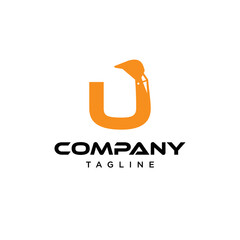 U Letter excavator Vector logo icon vector Template