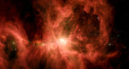The Orion nebula, stars in orbit. Massive constellation of stars. Elements of this image furnished...