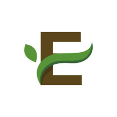 Letter Alphabet logo with green leaf