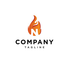 Obraz premium N Letter fire Vector logo icon vector Template