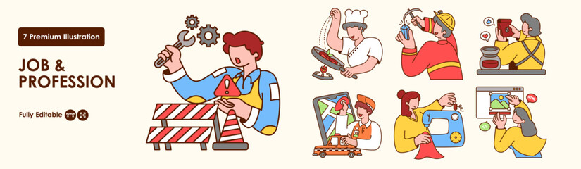 People different occupation collection set. Flat Vector Illustration