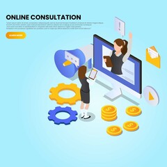 Financial Online consultation 3d isometric