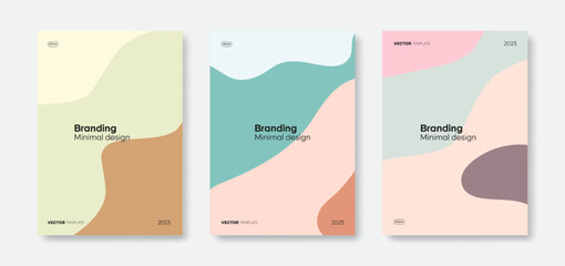 Set of trendy cover template designs. Abstract wave shapes background for branding, business promotion, and layout other. Vector