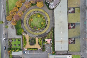 An aerial view of the garden