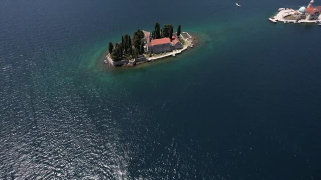 Island and church st.George in the Boka bay