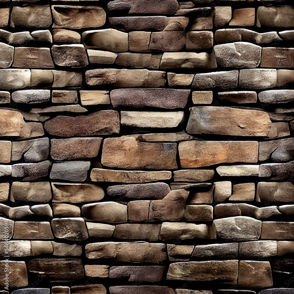 Poster a stone wall with a clock on it's side and a clock on the side of it's side generative ai