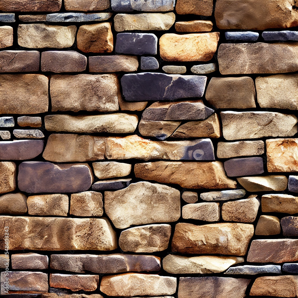 Poster a stone wall with a clock on it's side and a clock on the side of it's face generative ai