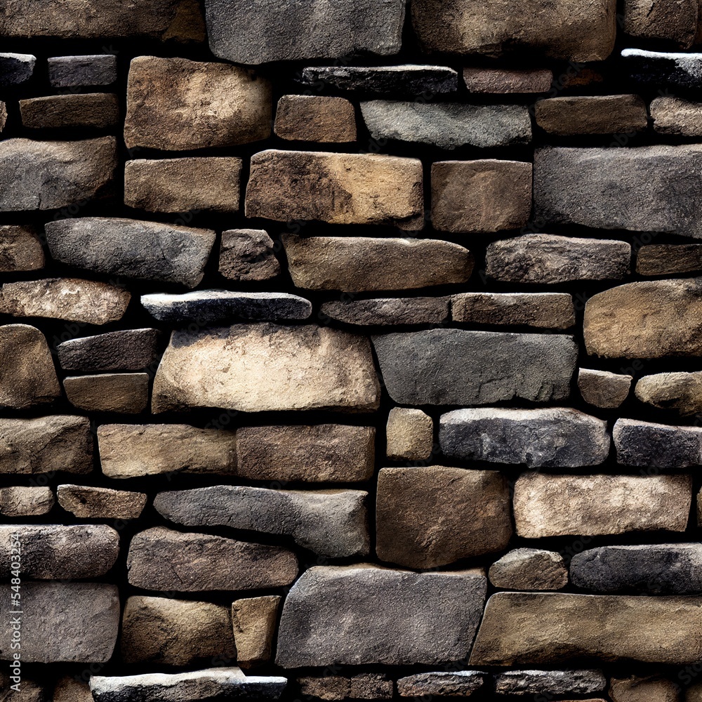 Poster a stone wall with a clock on it's side and a clock on the side of it's face generative ai