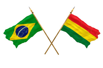 Background for designers. National Day. 3D model National flags  of People's Republic of Brazil and Bolivia
