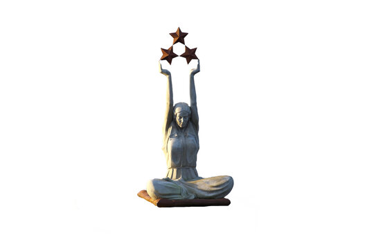 The symbol of Latvian freedom is Milda. Milda in a pose - Lotus on an isolated white background.