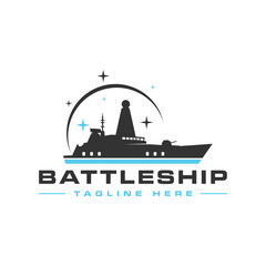 military combat ship vector illustration logo