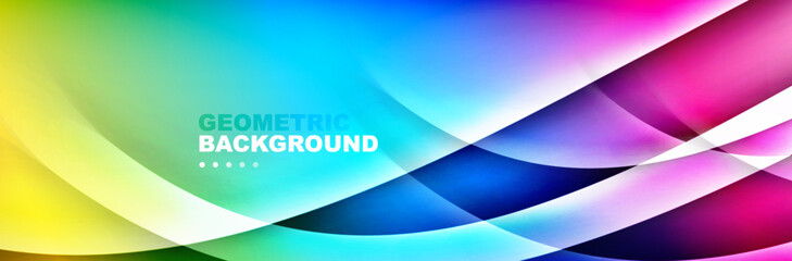 Wavy lines, technology digital template with shadows and lights on gradient background. Trendy simple fluid color gradient abstract background with dynamic wave shadow lines effect