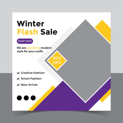 Winter fashion sale social media post banner and Instagram post template design