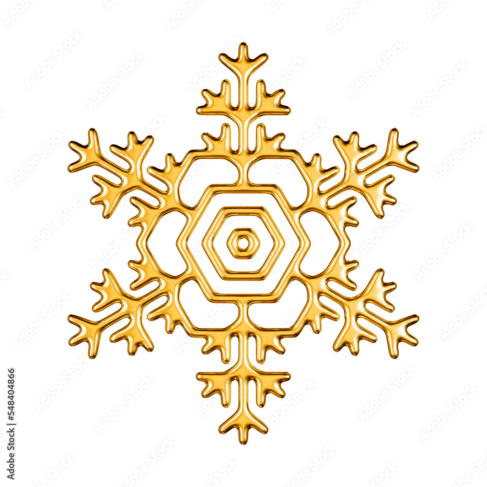 Poster golden 3d snowflake render
