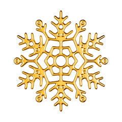 Golden 3d Snowflake Render