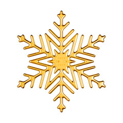 Golden 3d Snowflake Render