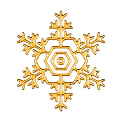 Golden 3d Snowflake Render