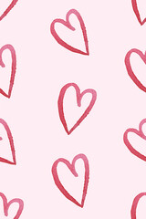 seamless hand-painted watercolor red hearts pattern background