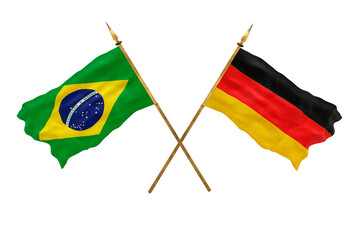 Background for designers. National Day. 3D model National flags  of People's Republic of Brazil and Germany