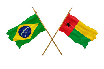 Background for designers. National Day. 3D model National flags  of People's Republic of Brazil and Guinea-Bissau