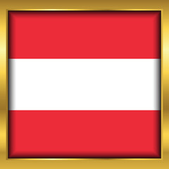 Obraz premium Austria Flag, Austria flag golden square button,Vector illustration eps10.