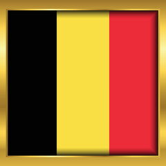 Belgium Flag, Belgium flag golden square button,Vector illustration eps10.