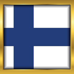 Finland Flag,Finland flag golden square button,Vector illustration eps10.