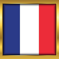 Naklejka premium France Flag,France flag golden square button,Vector illustration eps10.
