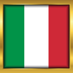 Italy Flag,Italy flag golden square button,Vector illustration eps10.