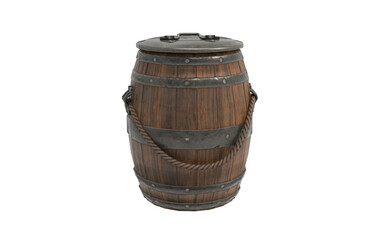 Wooden barrel on white background 