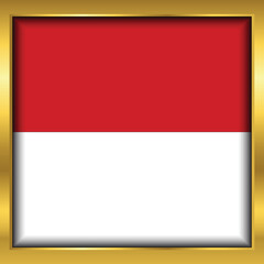Monaco Flag,Monaco flag golden square button,Vector illustration eps10.