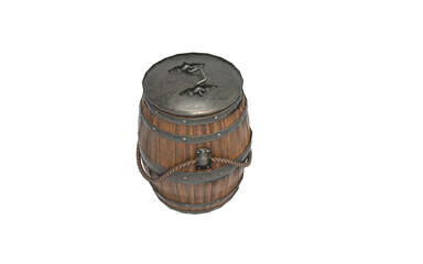 Wooden barrel on white background 