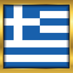 Greece Flag,Greece  flag golden square button,Vector illustration eps10.