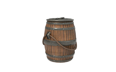 Wooden barrel on white background 