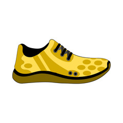 Brown shoes isolated on white background. Bright Sport sneakers symbol. Vector illustration.