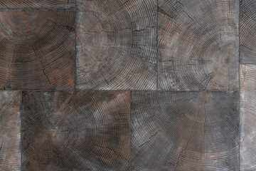 Fototapeta premium Elements of decorative plaster with wood texture. Wood imitation wall covering