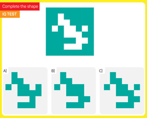Find the Missing Piece. Shape completion questions, Find next shape