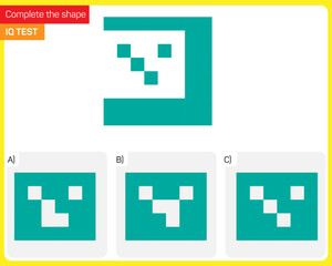 Obraz premium Find the Missing Piece. Shape completion questions, Find next shape