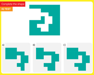 Obraz premium Find the Missing Piece. Shape completion questions, Find next shape